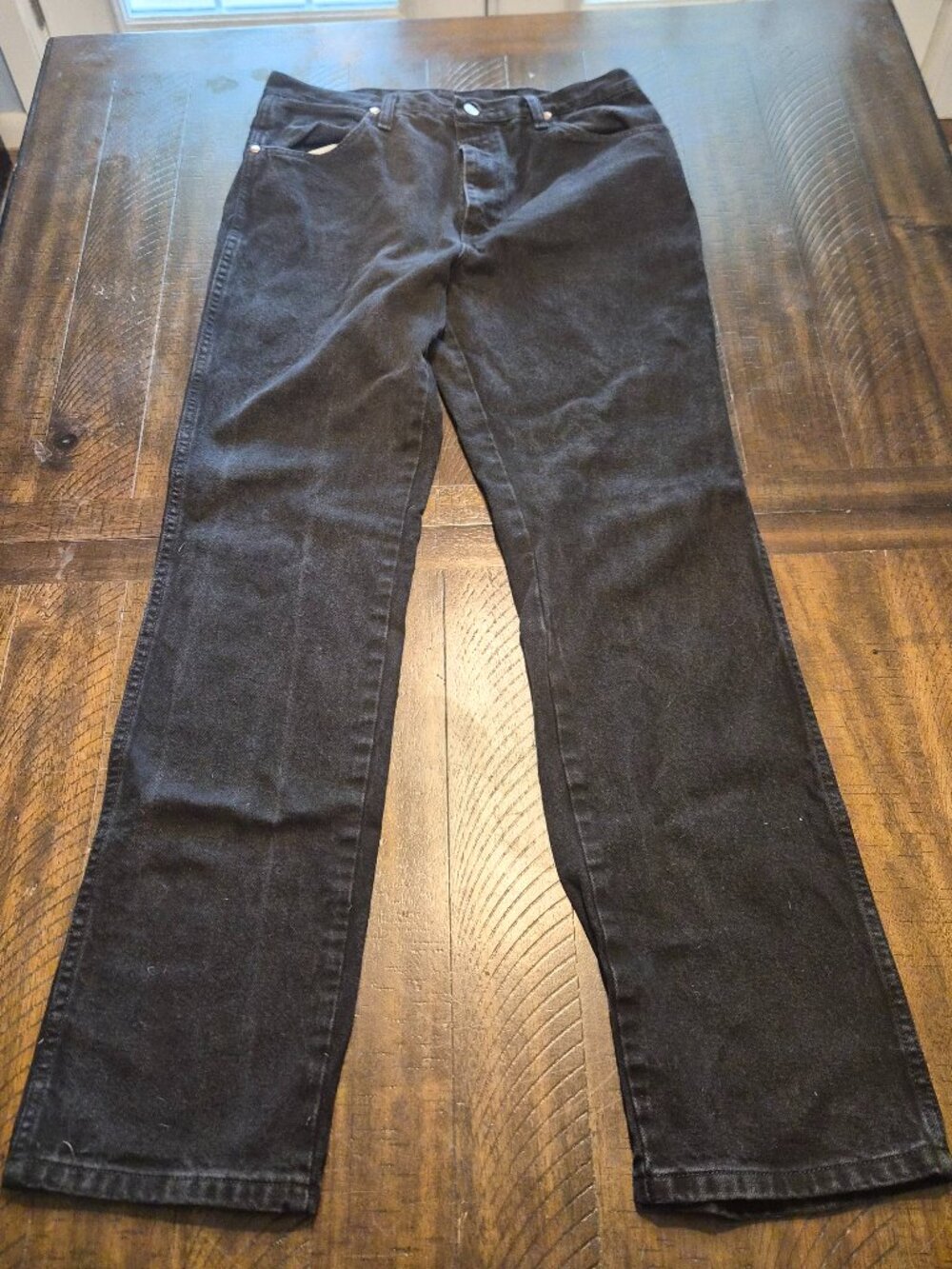 Wrangler Jeans Mens 34 X 34 936WBK Black Denim Pockets Logo Western G845